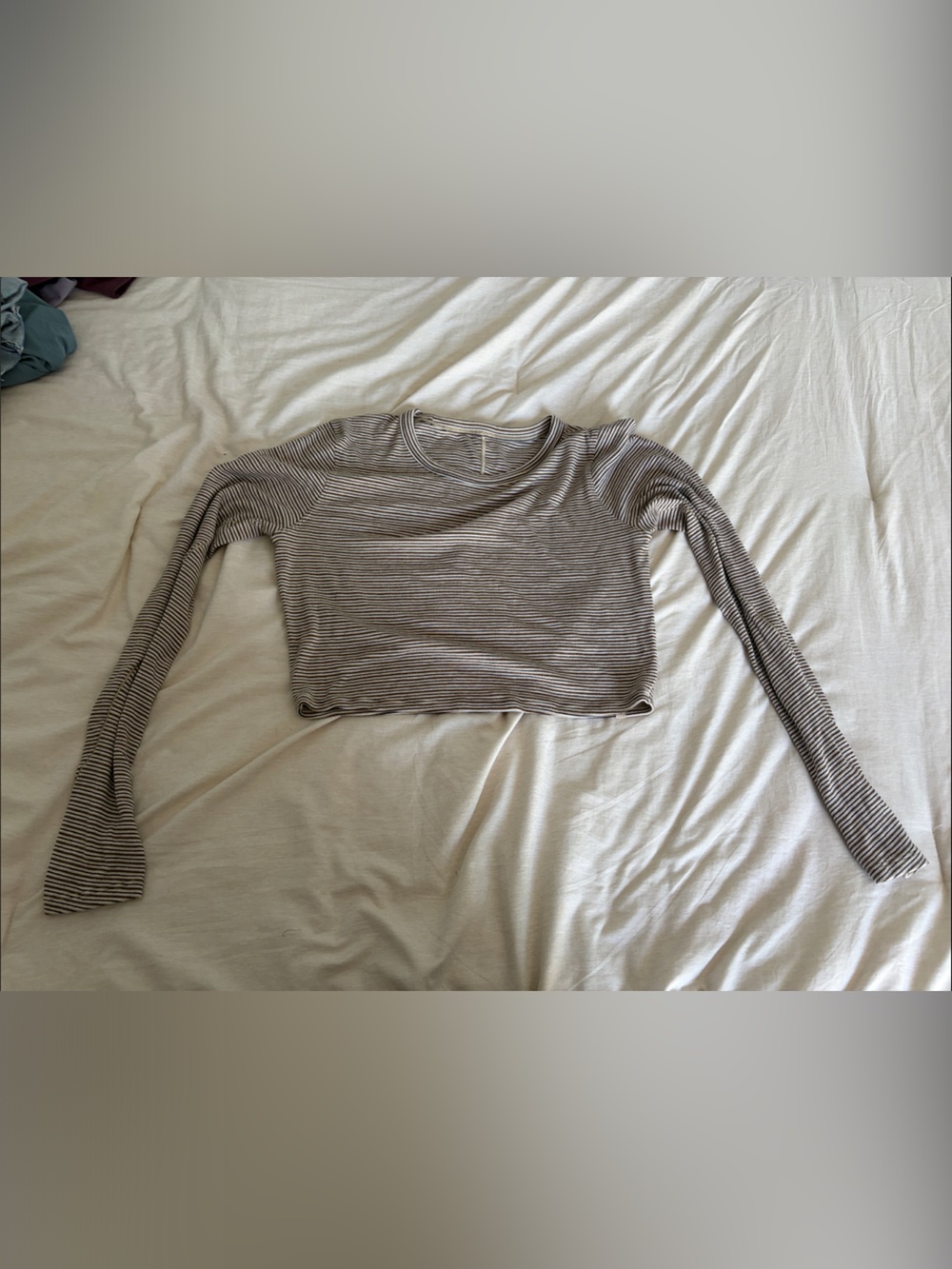 lululemon athletica striped long sleeve crop top in black and white
